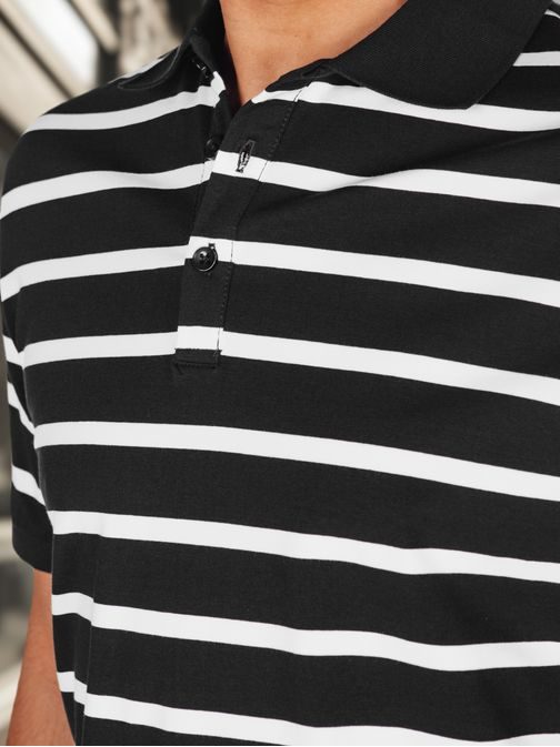 Modna črna moška polo majica s črtastim vzorcem