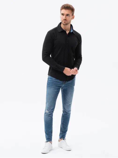 Črna srajca z dolgimi rokavi K540