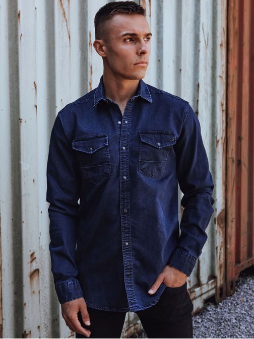 Privlačna temno modra majica iz džinsa