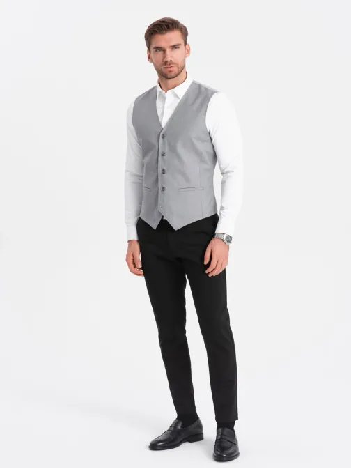 Trendovski siv elegantni telovnik V3 BLZV-0112