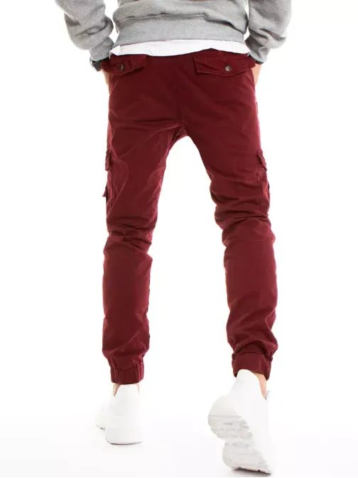 Trendovske hlače z žepi v bordo barvi