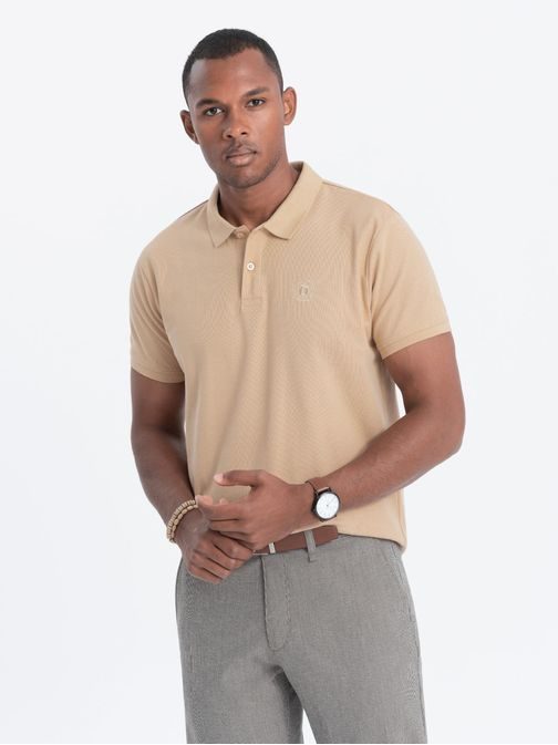 Preprosta bež polo majica S1374