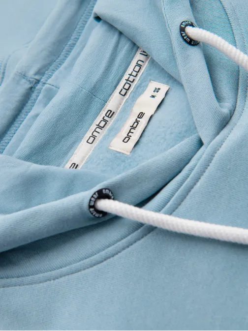Modna svetlo modra majica s kapuco SSBN-0270