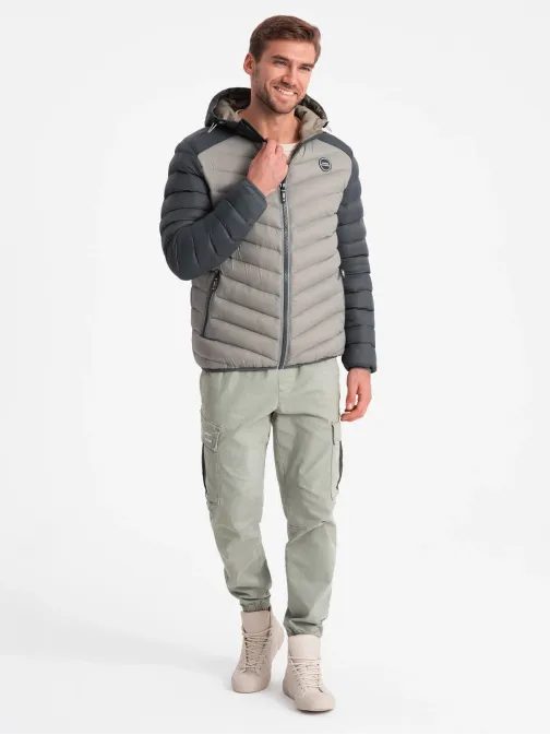 Športna pepelnata prešita jakna V11 JALP-0185