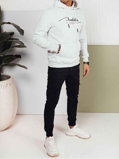 Modni siv pulover z napisom Manhattan