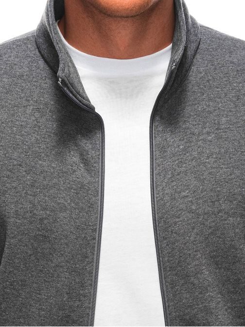 Modni siv pulover z zadrgo B1605