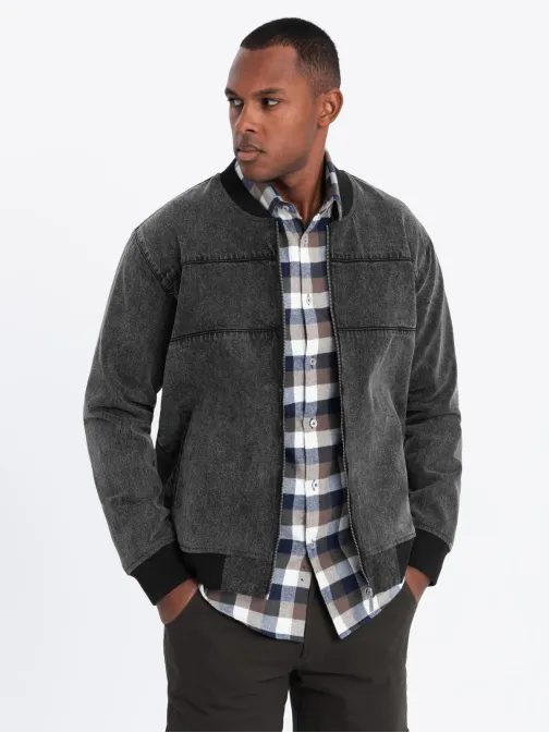 Jeans črna jakna v bomber stilu C558