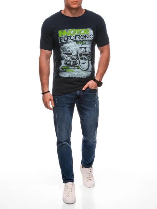 Temno modra majica z moto potiskom S2029