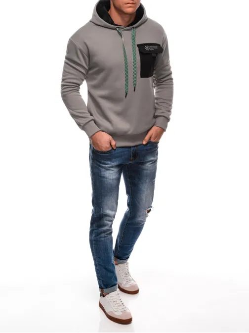 Siv moški pulover z žepom B1700