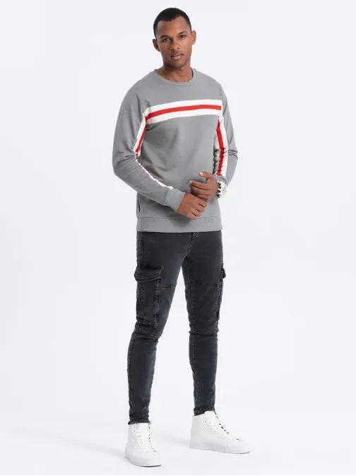 Siv pulover brez kapuce B1279