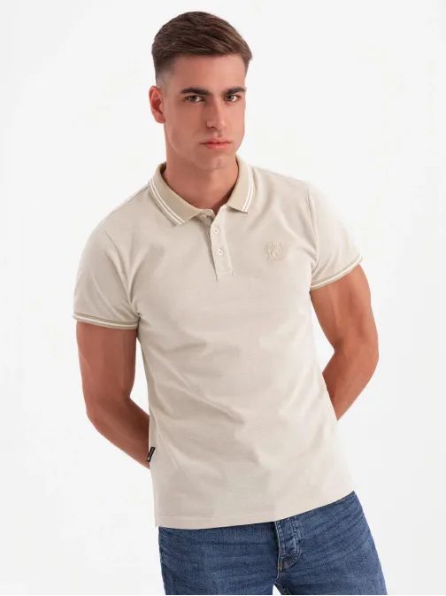 Peščena polo majica s kontrastnim ovratnikom V4 POSS-0109