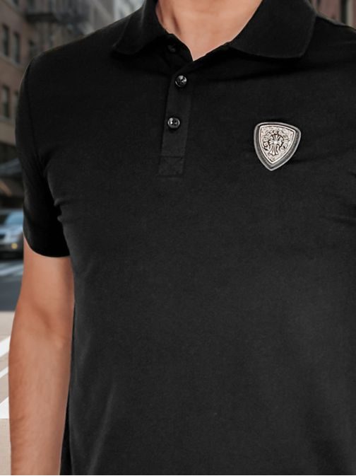 Moška črna polo majica z izrazitim logotipom
