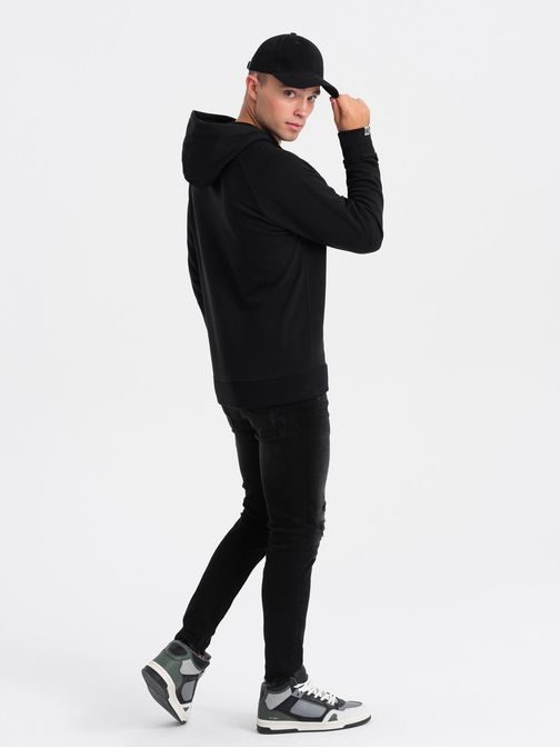 Edinstveni črn pulover z napisom denim V1 SSPS-0158