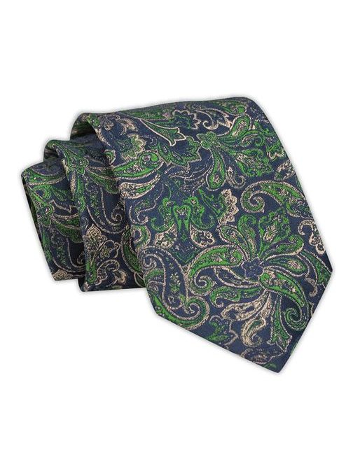 Granat-zelena moška kravata z vzorcem paisley