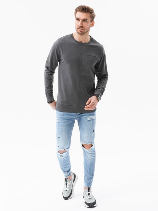 Preprost temno siv trendovski pulover B1278