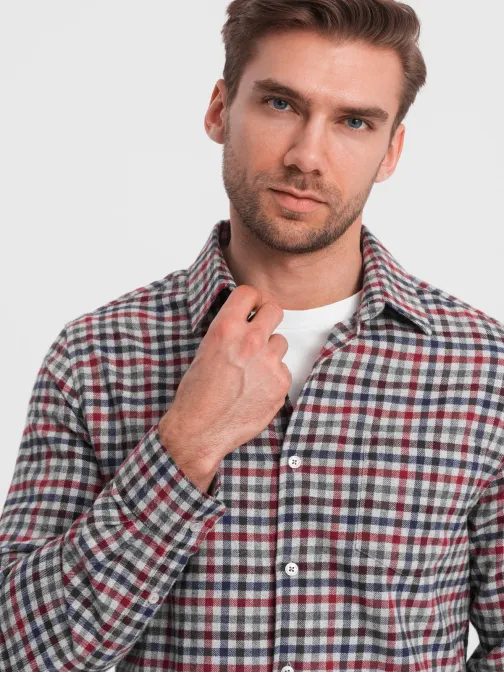 Originalna flanelna karo granat rdeča srajca V3 SHCS-0150