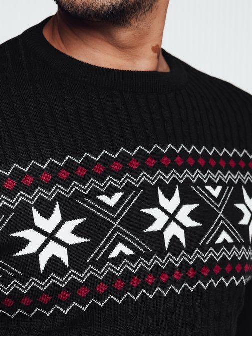 Modni črn pulover vz edinstvenim vzorcem