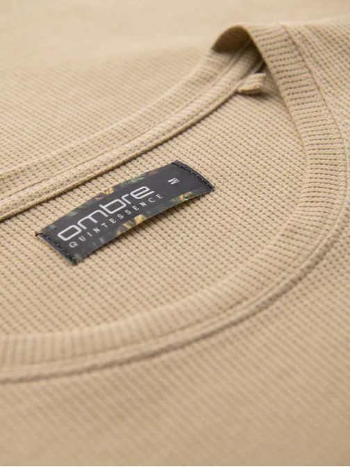 Moška pletena majica peščene barve V2 TSCT-0197