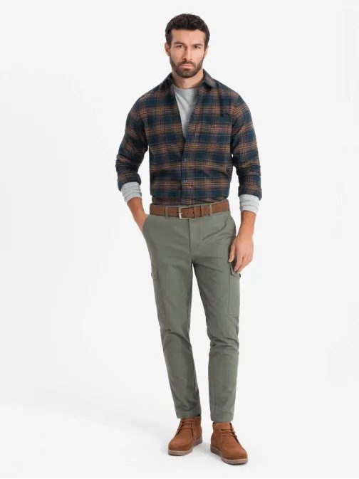 Originalna flanelna karo granat oranžna srajca V7 SHCS-0150