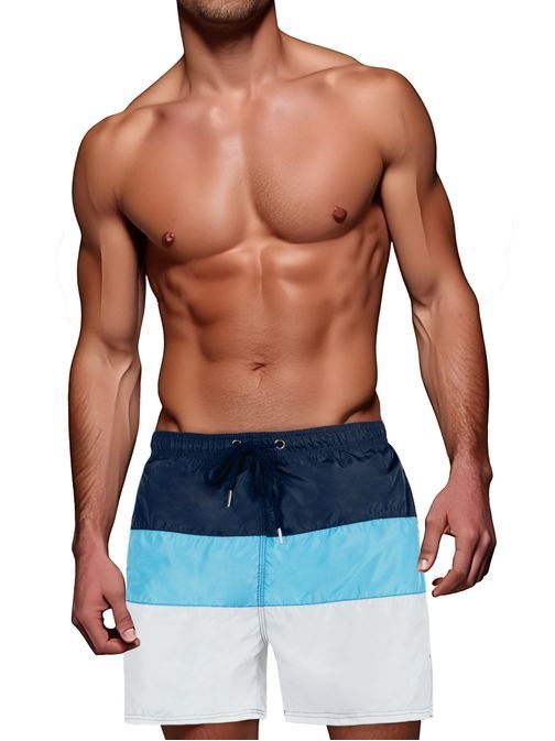 Tribarvne moške kopalke v granatno-beli barvi