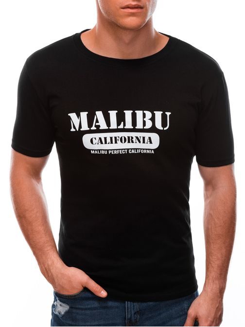 Črna majica s stilskim potiskom Malibu S1592