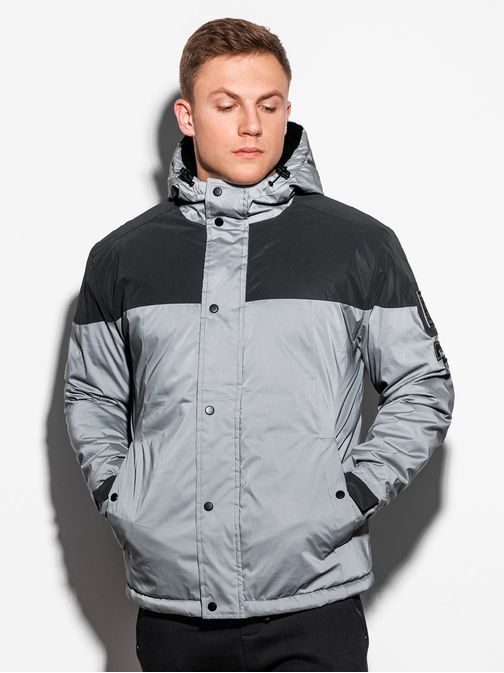 Odsevna zimska jakna v sivi barvi C462