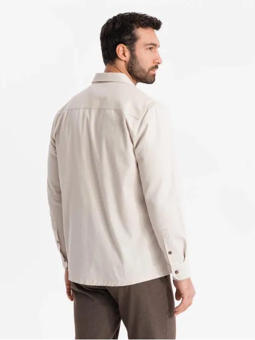 Ležerna krem srajca z žepi na gumbe V1 SHCS-0146