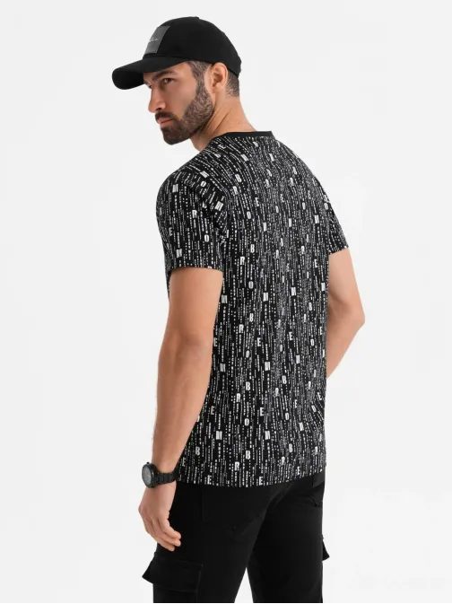 Črna bombažna majica s črkami V2 TSFP-0225