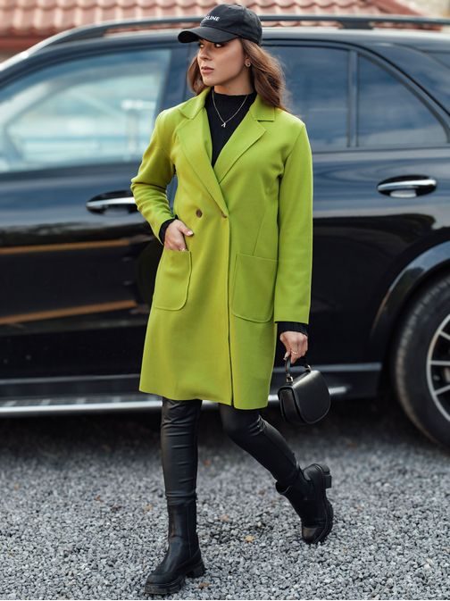 Ženski dolg oversize plašč limete barve Linnore