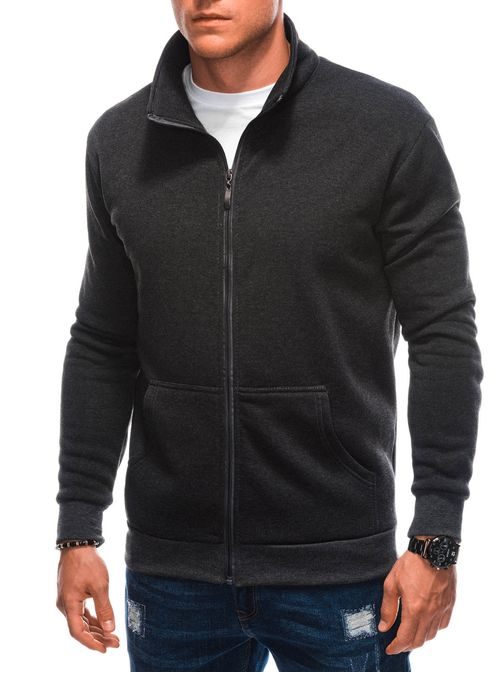 Modni temno siv pulover z zadrgo B1605