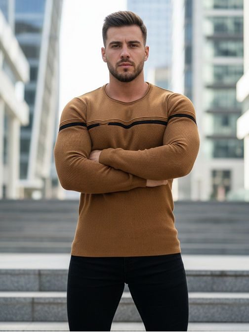 Edinstven moški pulover v kamelji barvi