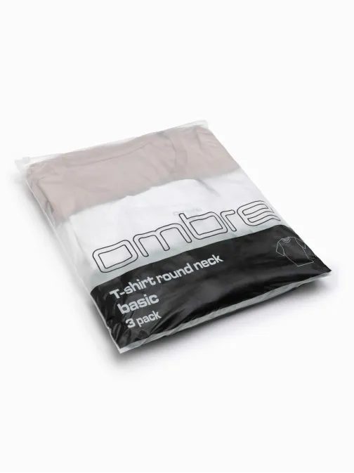 Trije paketi majic mešanica zelena/bež/bela V14 TSBS-0268