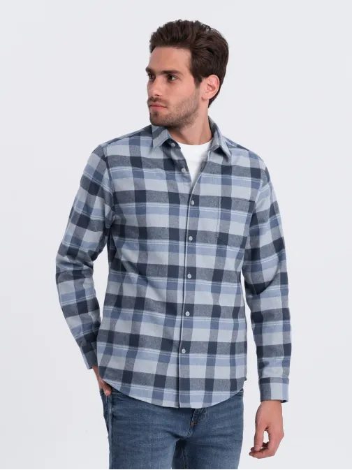 Originalna flanelna karo modra siva srajca V1 SHCS-0150