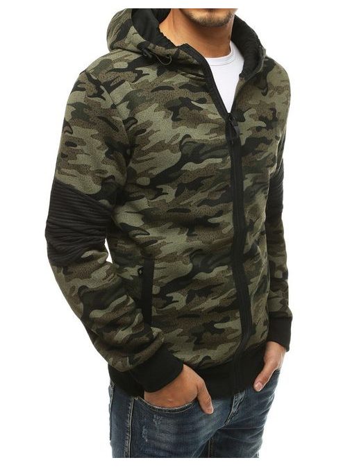 Stilski army svetlo siv pulover s kapuco
