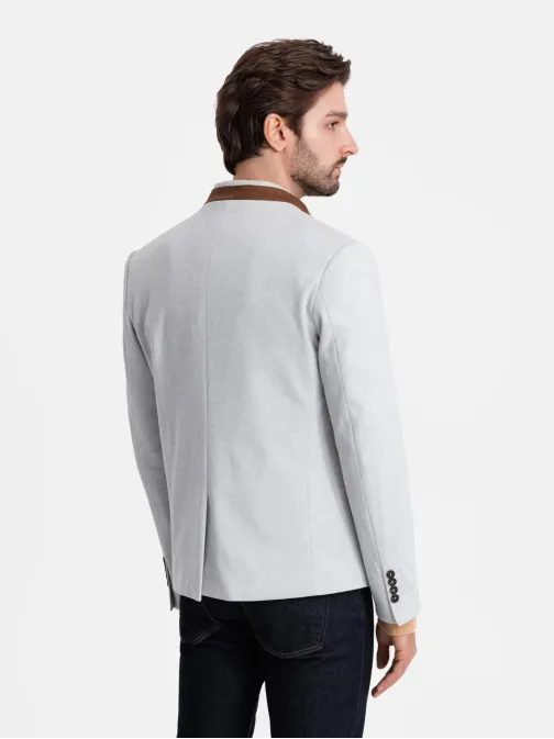 Brezčasen siv suknjič s stoječim ovratnikom V4 BLZB-0131