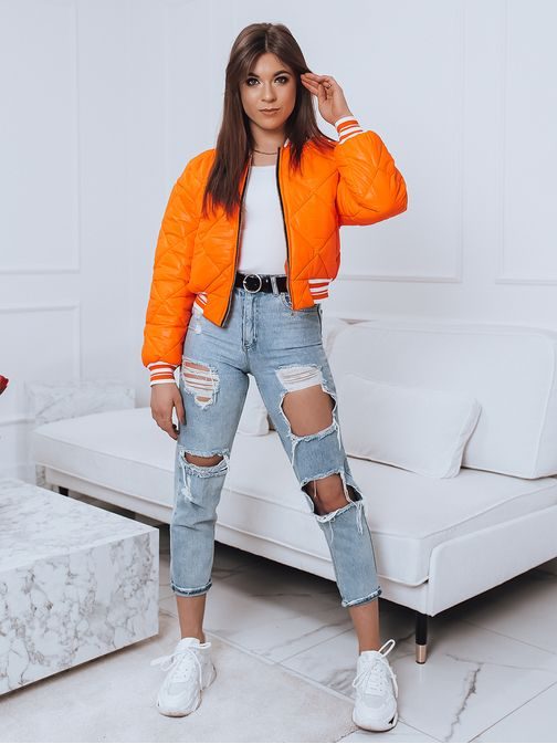Stilska ženska pomarančna bomber jakna