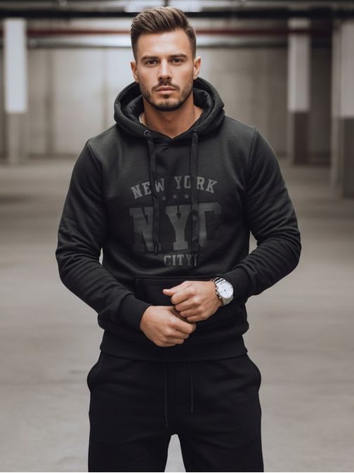 Črna moška majica s kapuco z napisom NYC