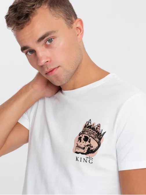 Bela majica z zanimivim potiskom V3 TSPT-0167