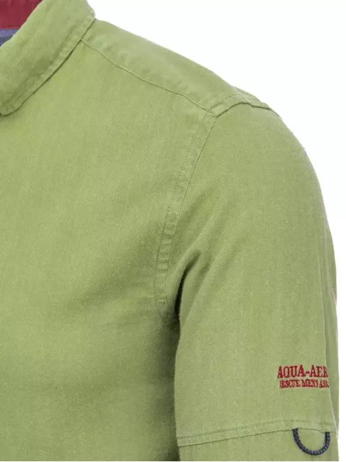 Olivno zelena bombažna srajca v ležernem stilu