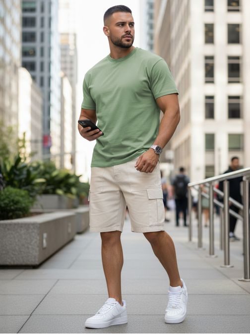 Bombažna svetlo zelena majica s kratkimi rokavi