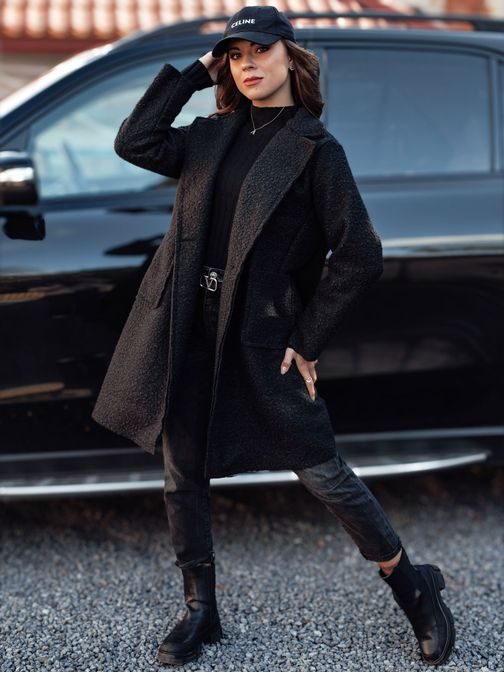 Ženski oversized črn dolg plašč Baralite