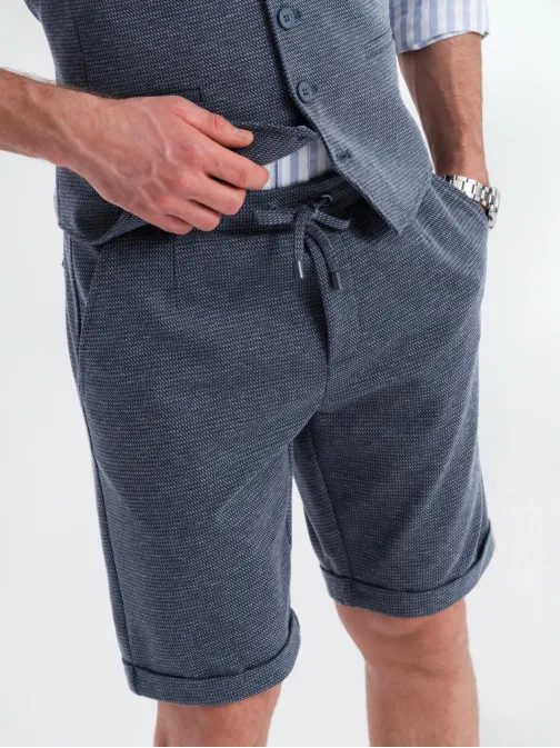 Temno moder eleganten komplet (telovnik + kratke hlače) V1 Z112