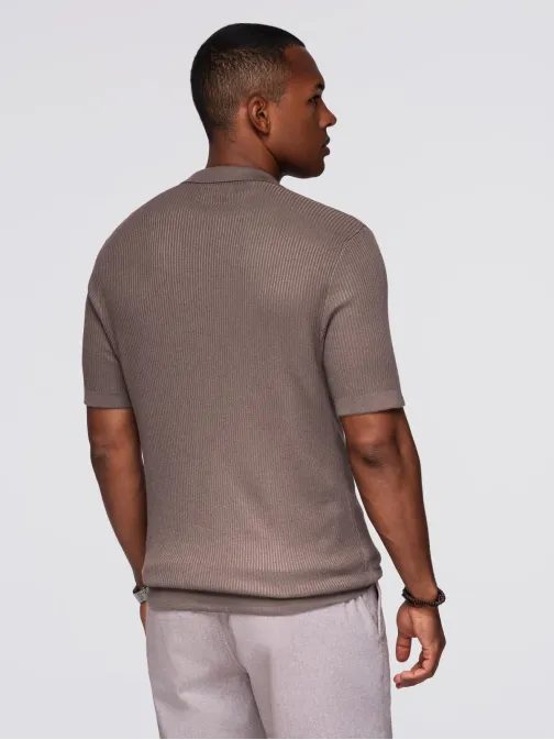 Moška siva pletena polo majica V4 POSS-0160