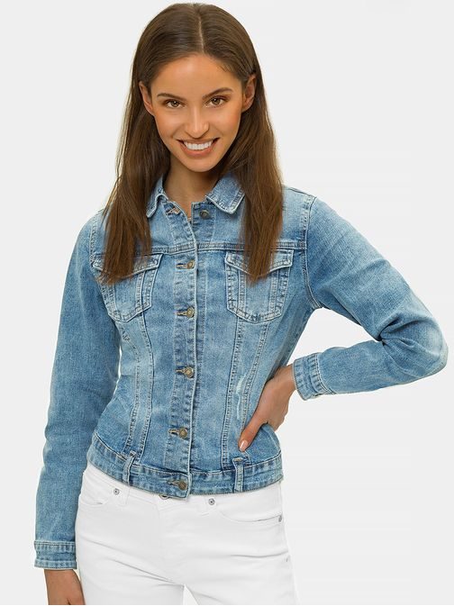 Ženska modna jeans jakna v nebeško modri barvi O/WL2149