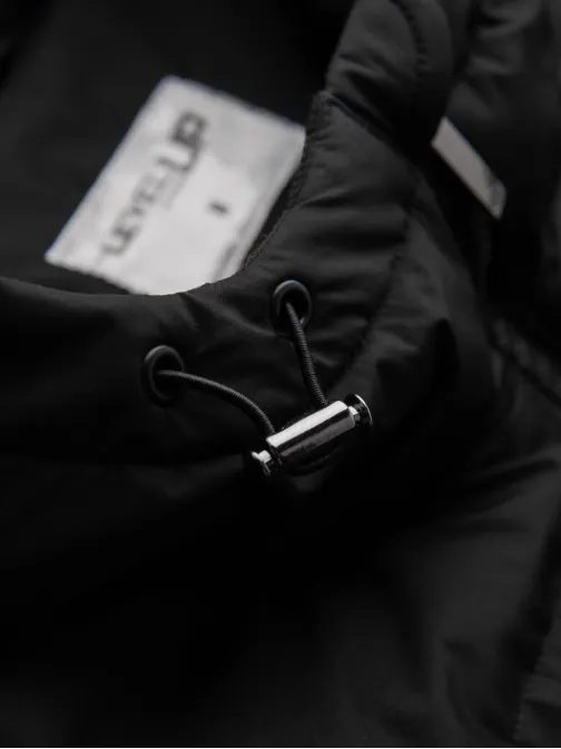 Privlačna prešita črna moška parka V1 JALJ-0269