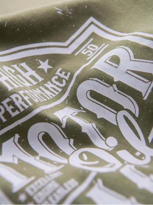 Olivno zelena majica z motorističnim potiskom V2 TSPT-0125