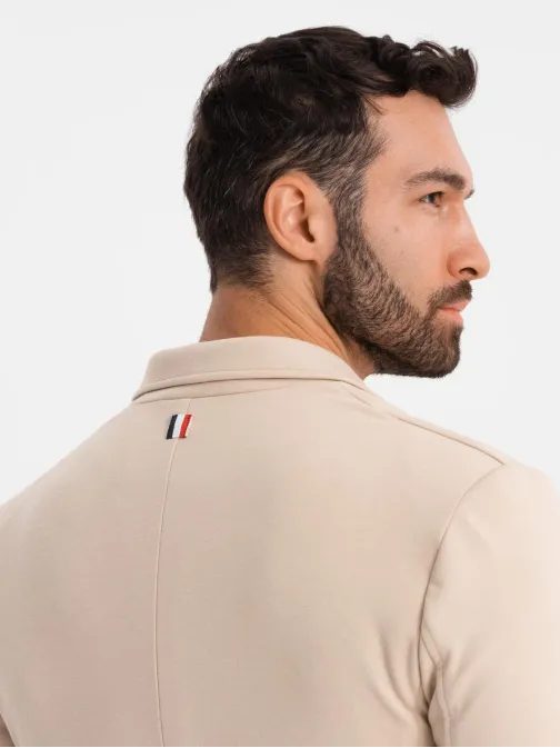 Športna bež jakna slim fit V5 BLZB-0101