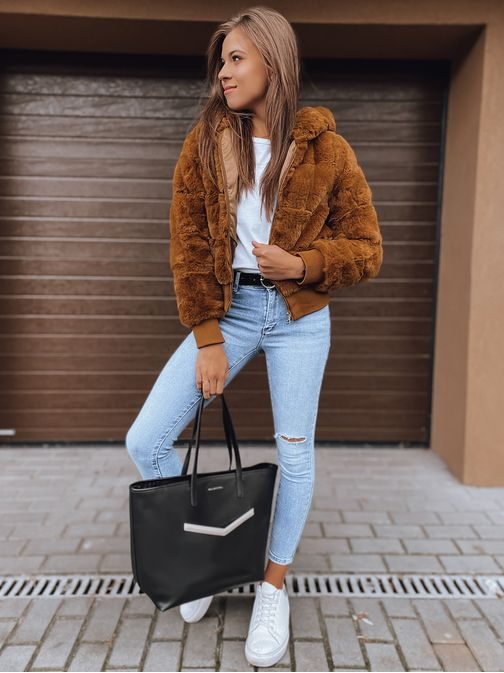 Ženska udobna bunda Fernanda v kamelji barvi