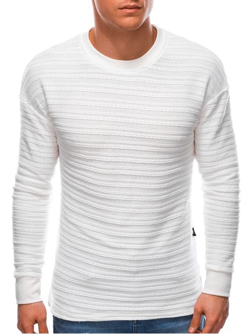 Bombažen pulover v beli barvi E208