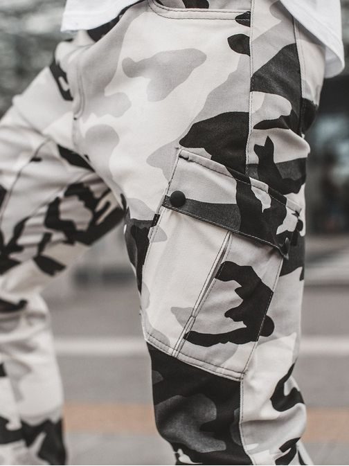 Črno-bele vojaške trendovske jogger hlače A/0853 - Pravimoski.si